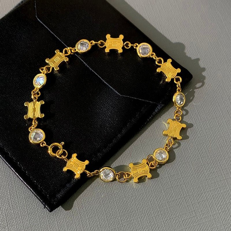 High-End Letter Logo Rhinestone Bracelet - najeste