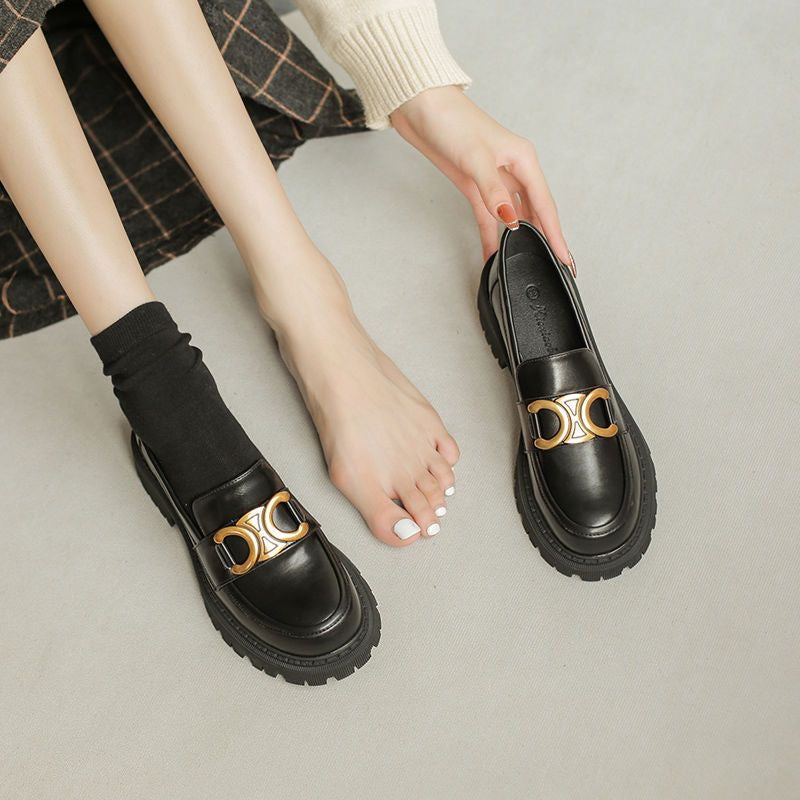 Ladies New Fashion Round Toe Leather Shoes